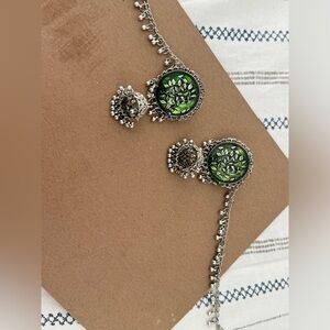 Green Oxdized Jhumka with Sahara - Earrings